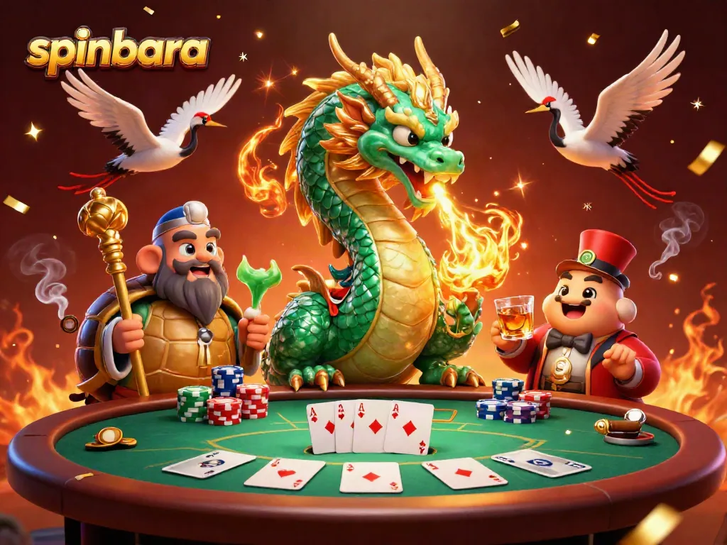Engage with the spinbara casino experience featuring dynamic characters, poker elements, and vibrant energy.